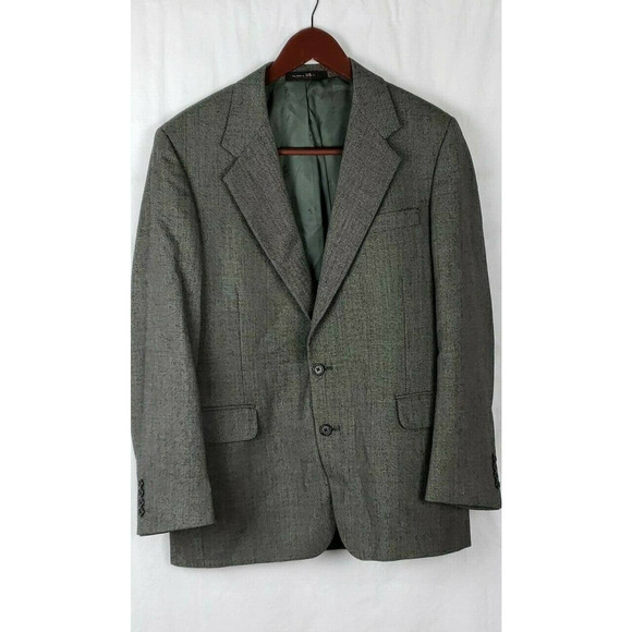 Daks London Mens Sport Coat Size 42R Black Tweed 2 Button Wool - Picture 7 of 11